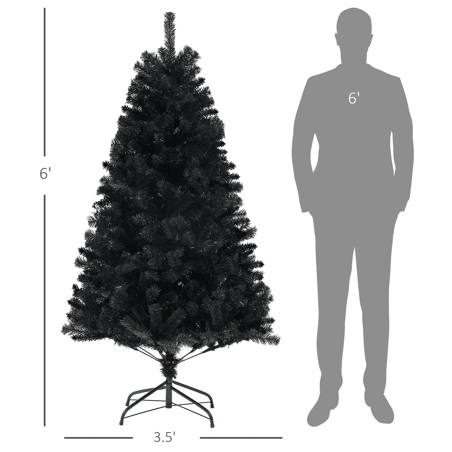 HOMCOM Black 6ft Christmas Tree for Holiday Decor, Auto-Open