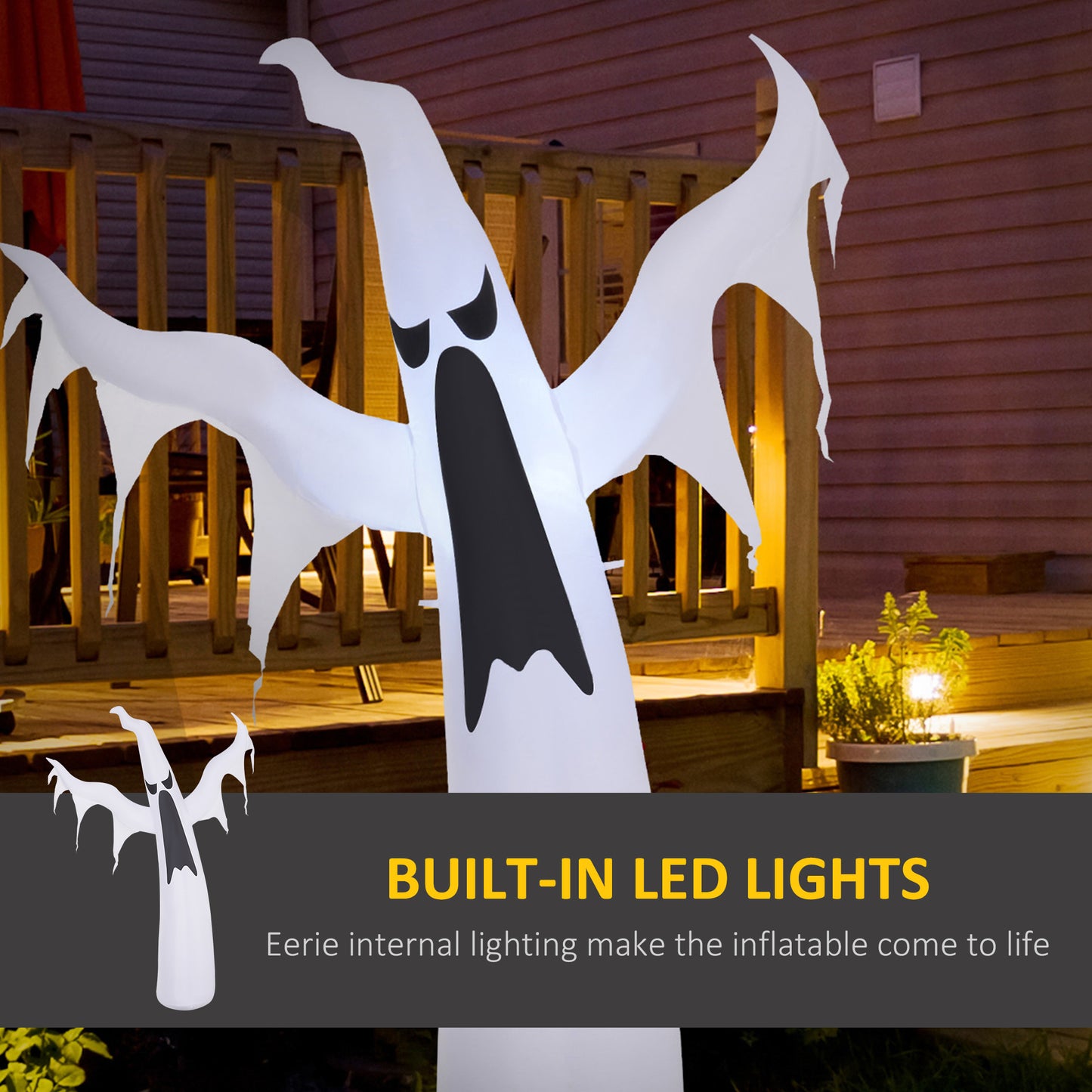 HOMCOM 6-Ft LED-Lit Halloween Ghost Inflatable for Yard