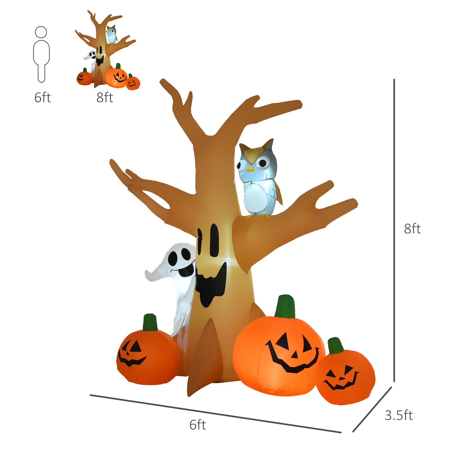HOMCOM Haunted Yard Inflatable Tree, 7.5ft LED-Lit