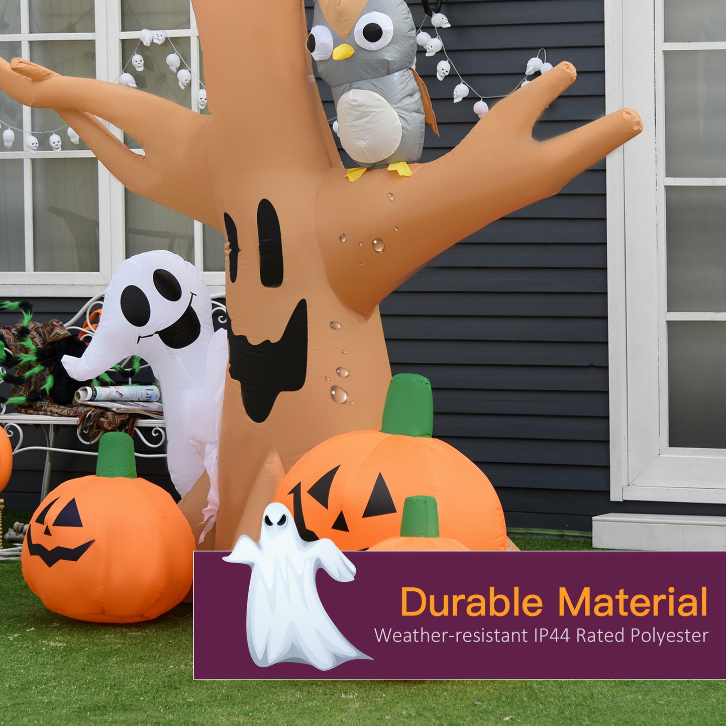 HOMCOM Haunted Yard Inflatable Tree, 7.5ft LED-Lit