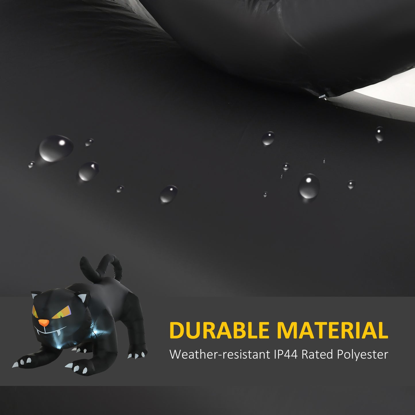 HOMCOM 6.2-Ft Halloween Black Cat Yard Inflatable, LED-Lit