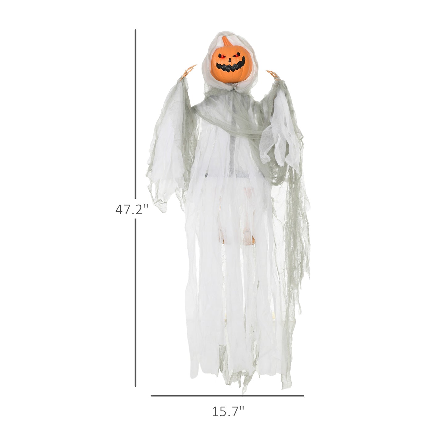 HOMCOM Spooky Hanging Pumpkin Ghost Outdoor Light & Sound