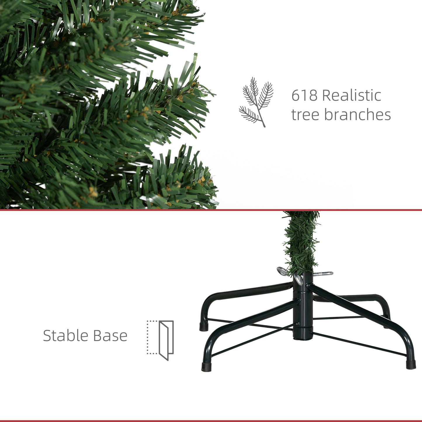 HOMCOM Pencil Artificial Christmas Tree, Indoor, 618 Tips