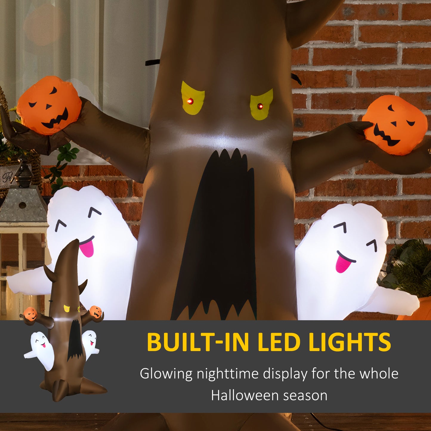 Outsunny Halloween Ghost Tree Inflatable for Yard, LED 5ft
