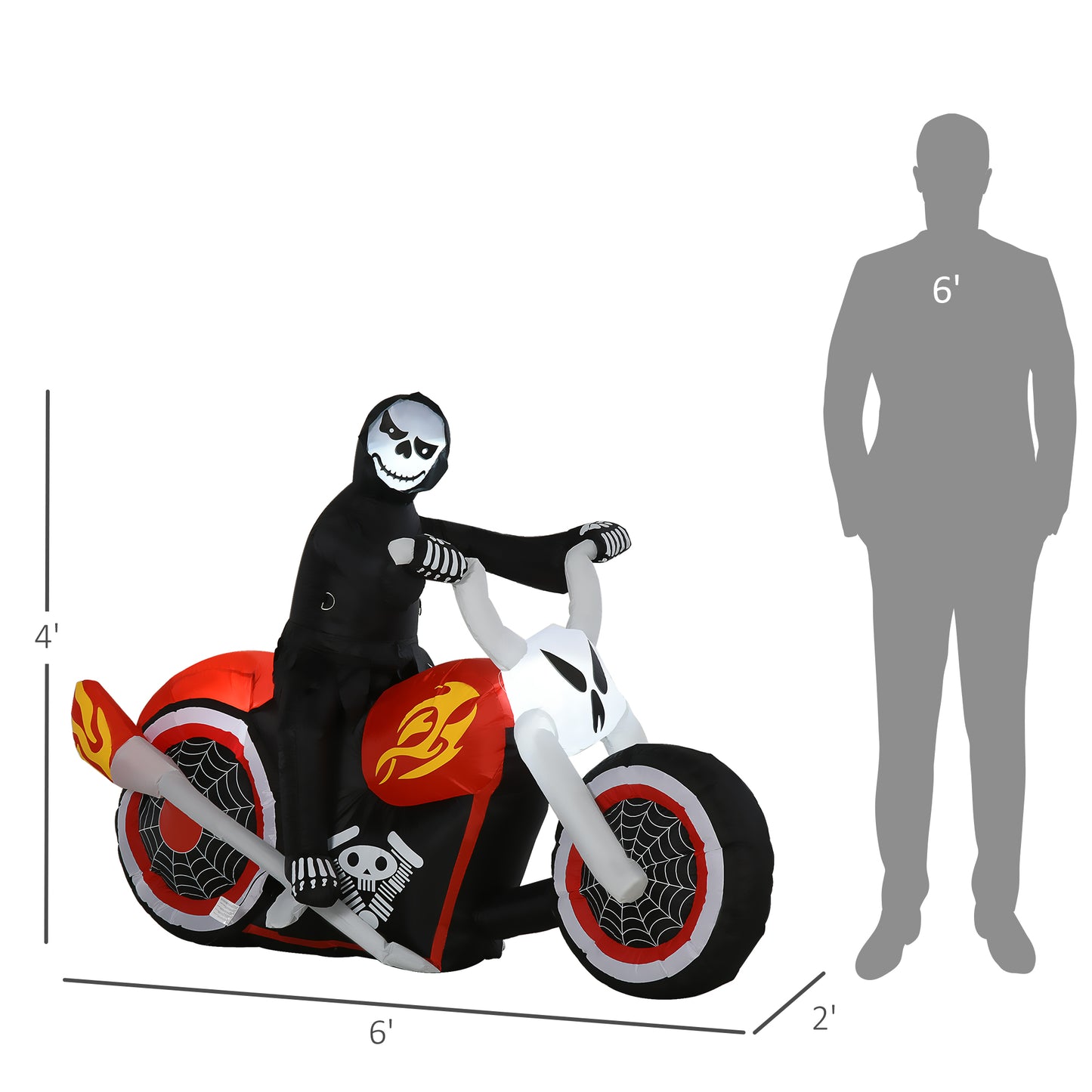 HOMCOM Spooky Inflatable Yard Decor, 7.5' LED Ghost Biker