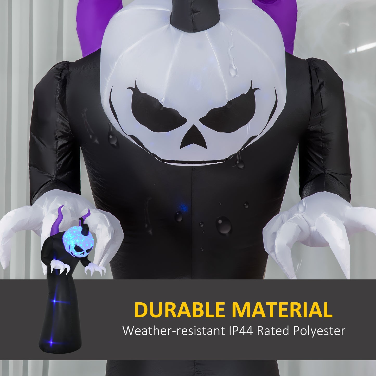 HOMCOM 7ft Halloween Pumpkin Reaper LED-Lit Yard Inflatable