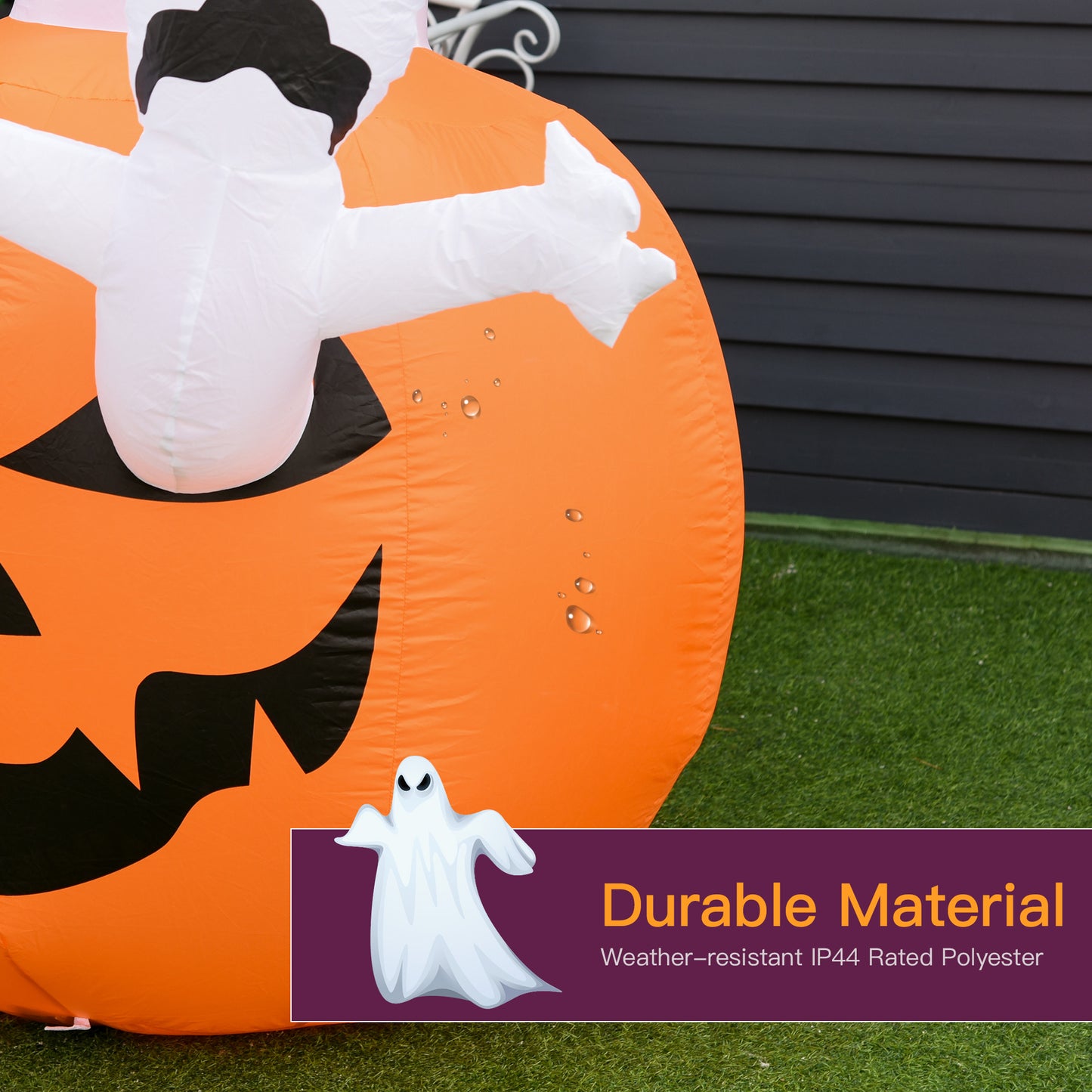 HOMCOM 6' Halloween Inflatable Pumpkin & Ghosts, LED Yard