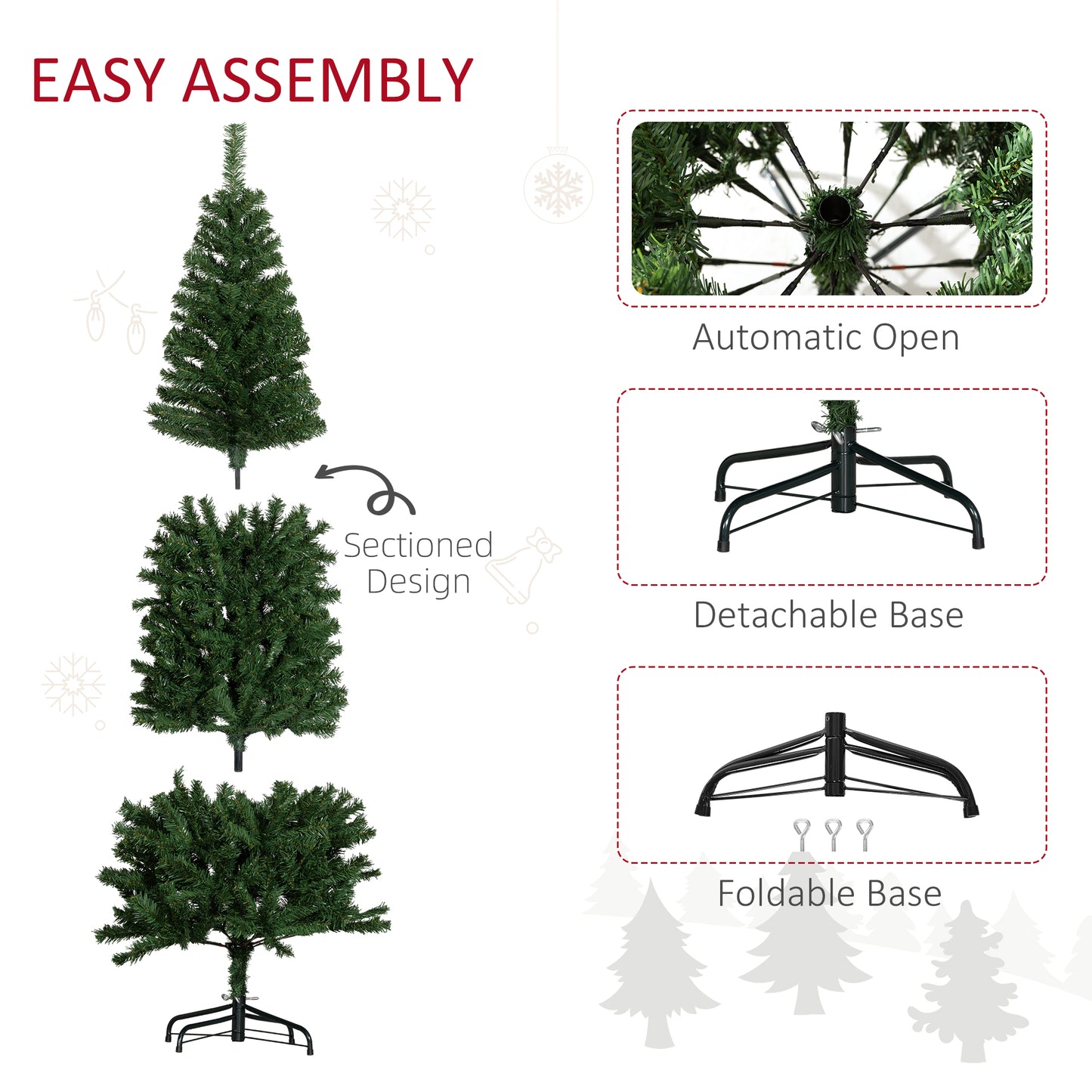HOMCOM Pencil Artificial Christmas Tree, Indoor, 618 Tips