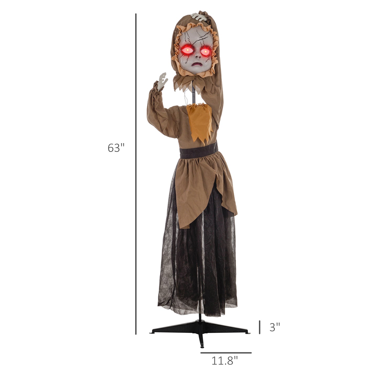 HOMCOM Outdoor Halloween Animatronic Doll, Sound & Motion