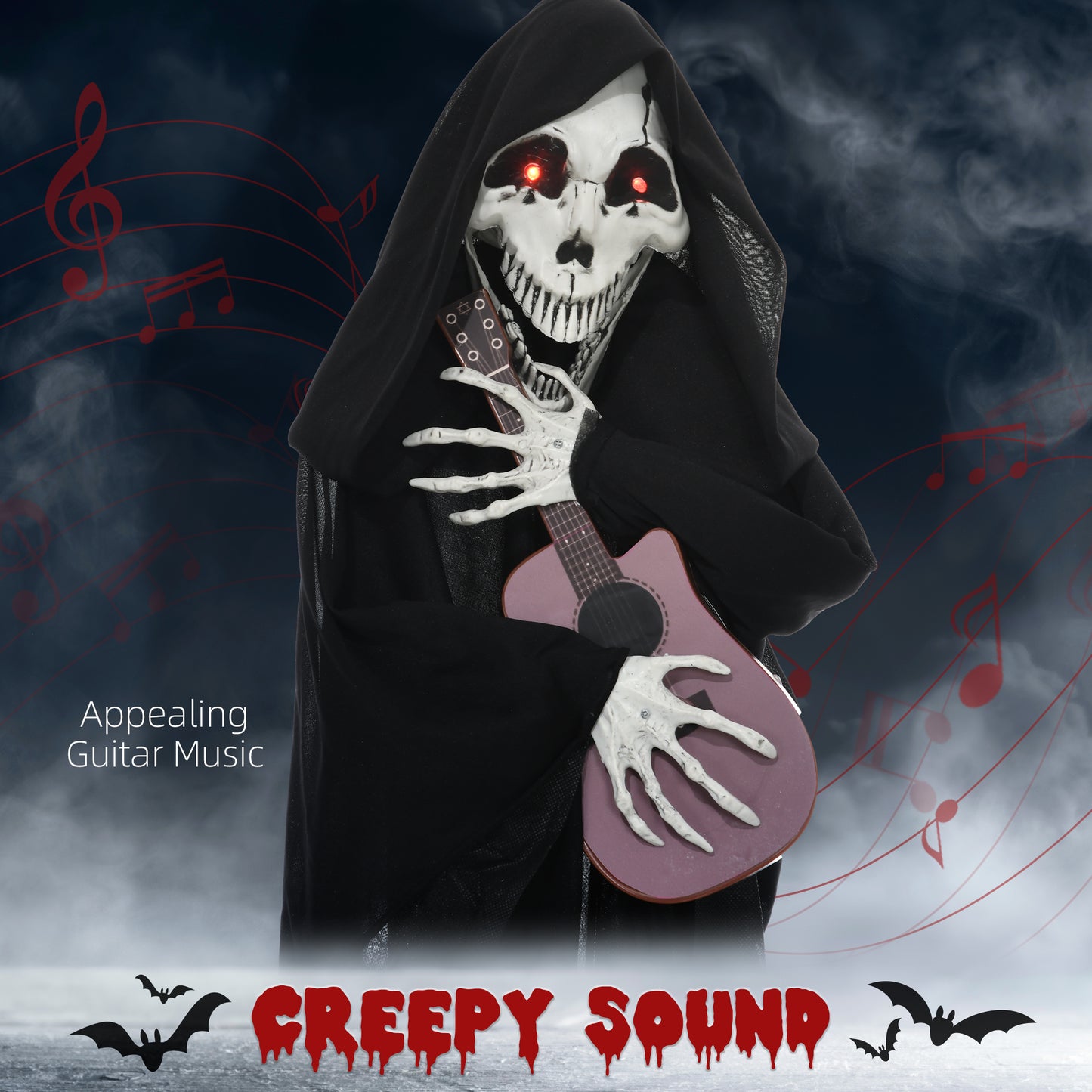 HOMCOM Guitarist Grim Reaper Outdoor Animated Halloween Prop