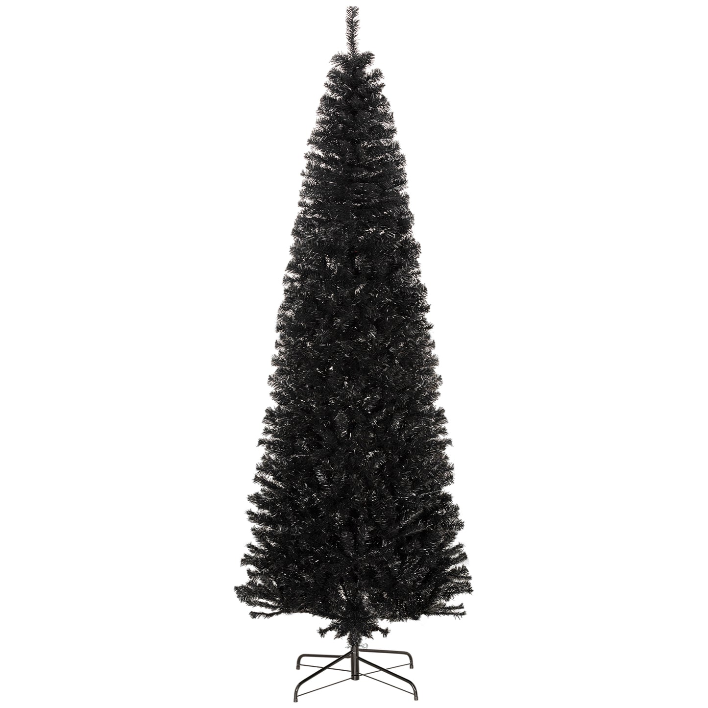 HOMCOM Black 8ft Pencil Christmas Tree for Holidays, Stand