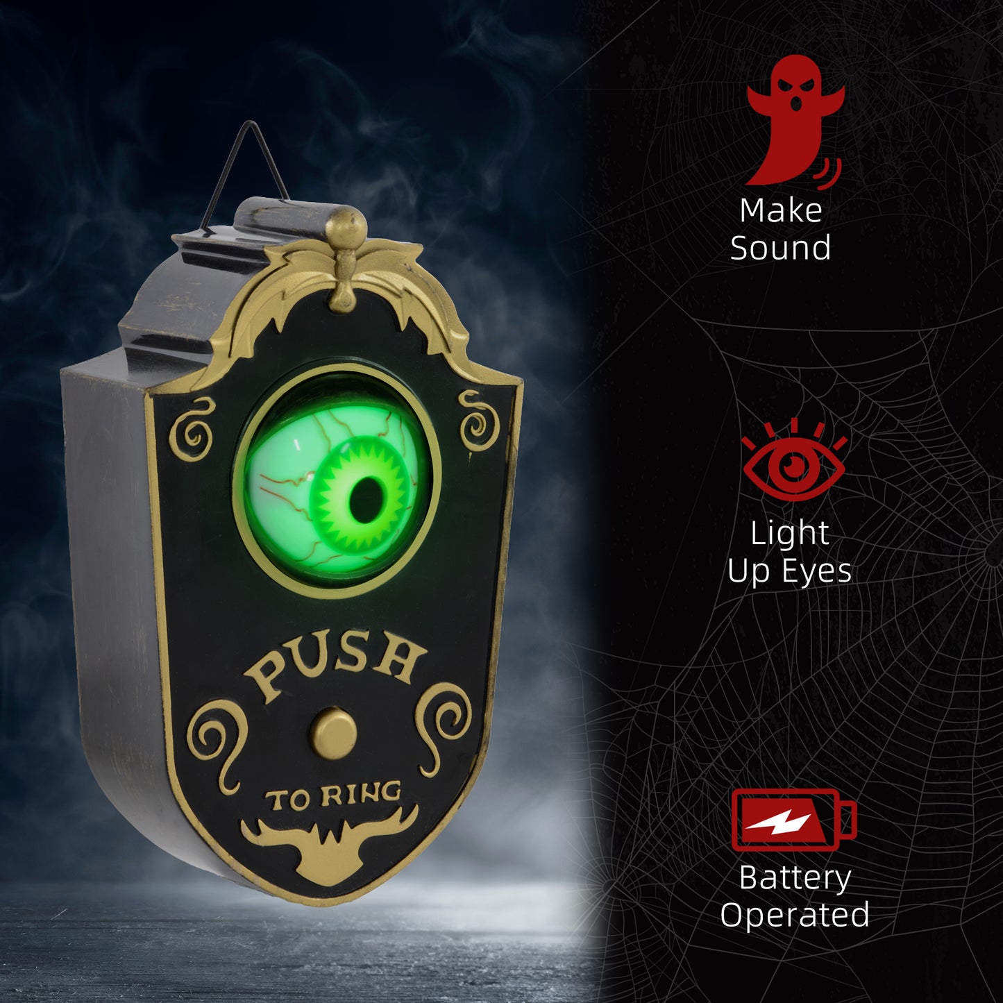 HOMCOM Halloween Doorbell for Porch, Eyeball Lights & Sounds