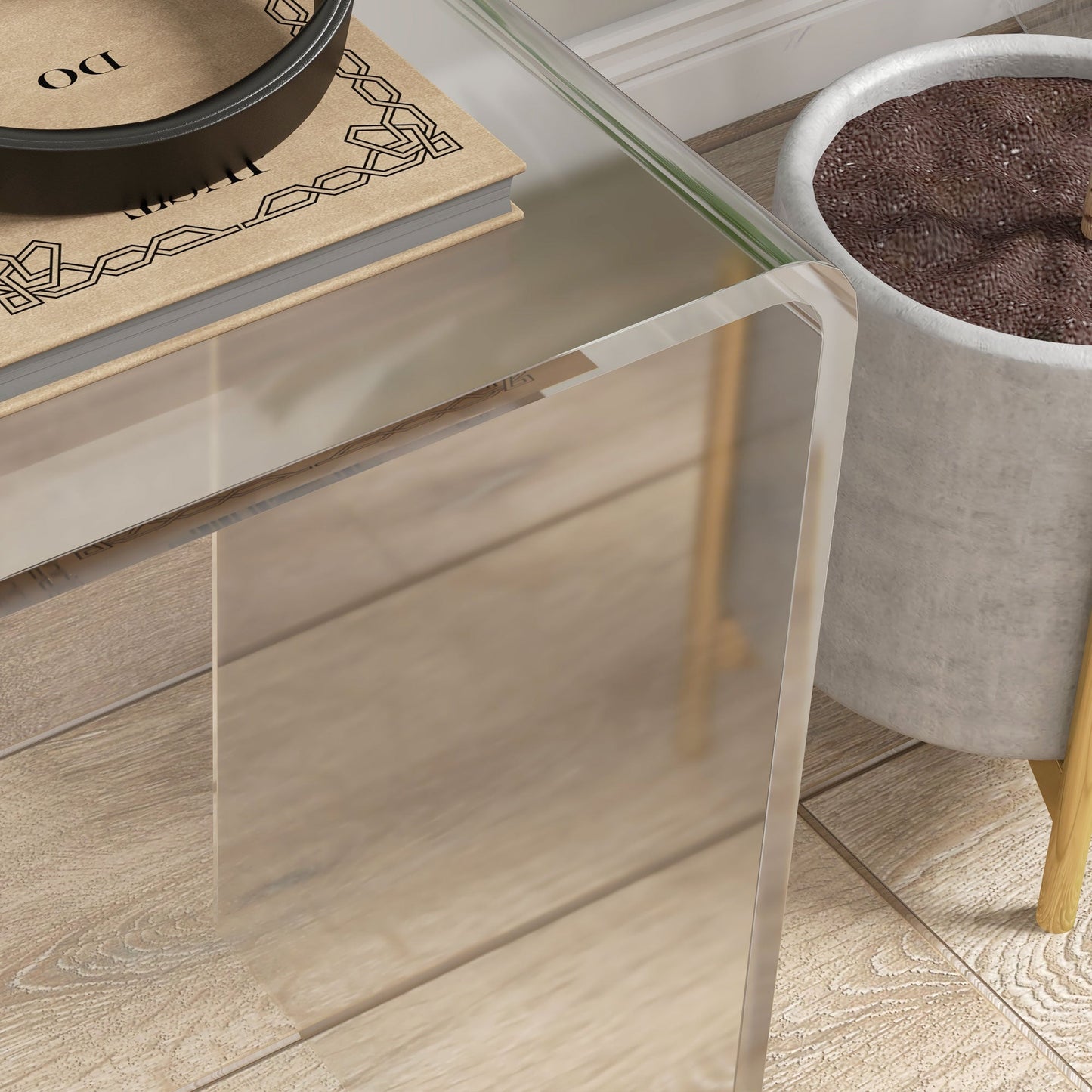 HOMCOM Clear Acrylic End Table, Small-Space Storage