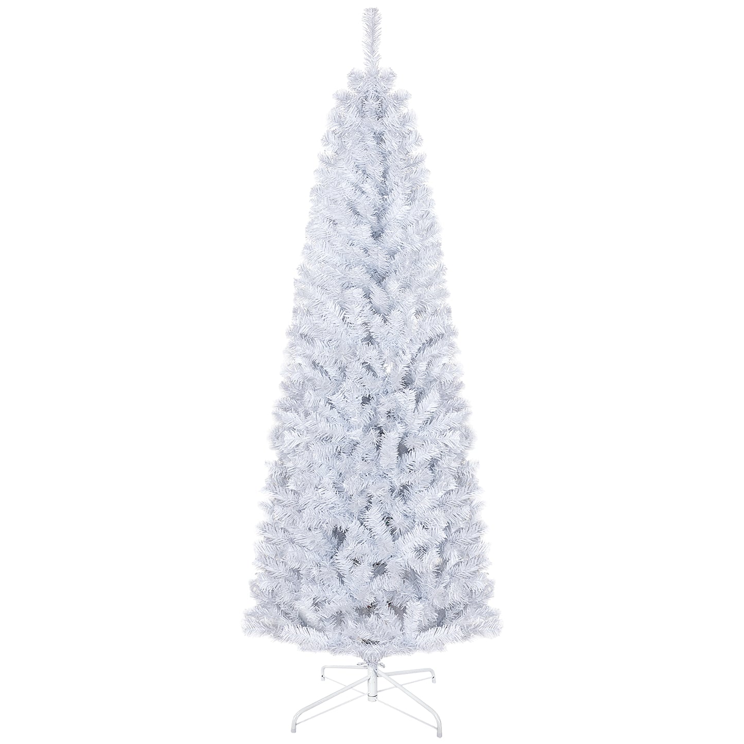 HOMCOM White Pencil Christmas Tree for Home, 6ft, 618 Tips