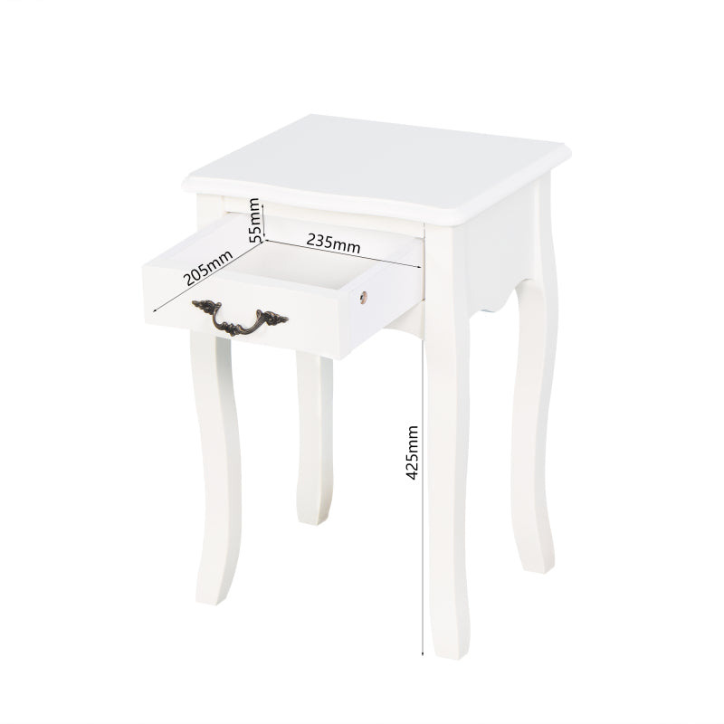 Classic White Living Room Side Table with Drawer