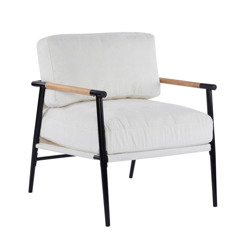 Modern Accent Chair for Living Room, Plush Seat & Wood Arms