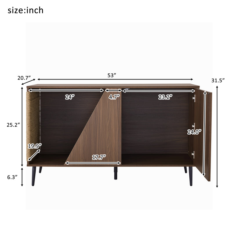 Modern Walnut End Table for Living Room, Hidden Litter Box