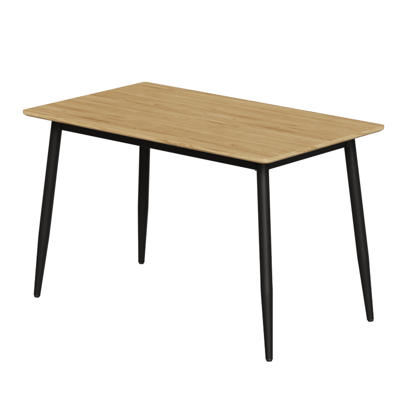 Modern Minimalist Dining Table for Kitchen, Black Metal Legs
