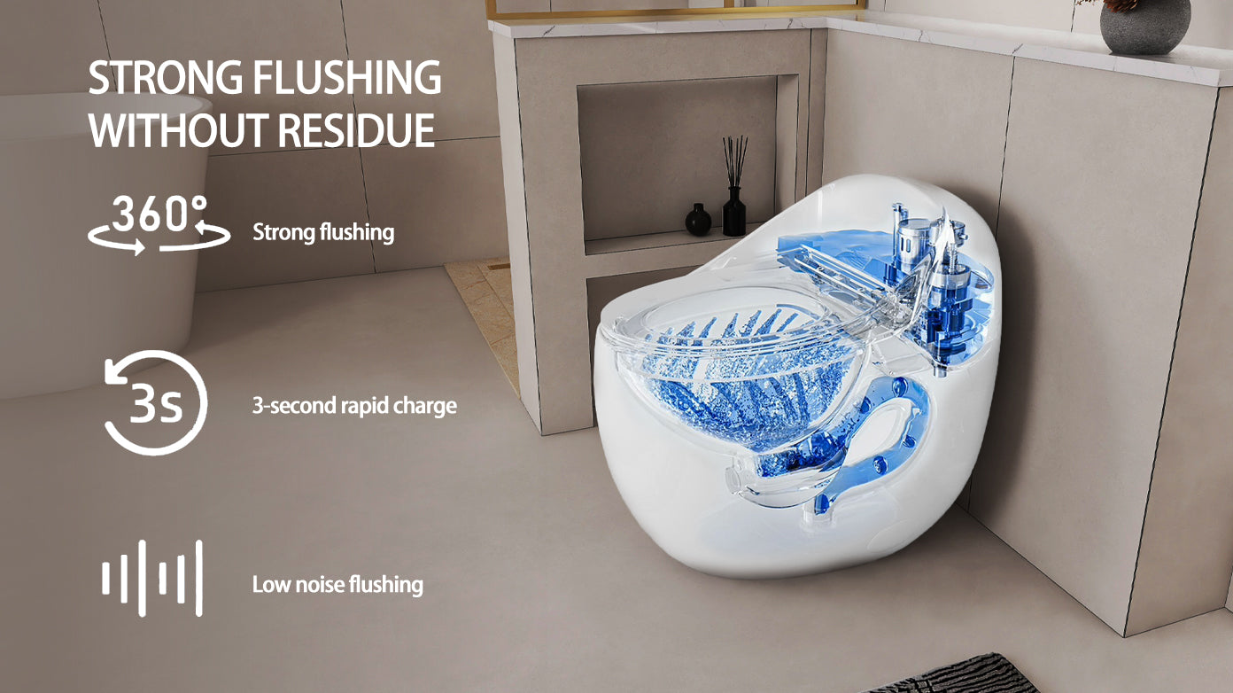 Modern Egg-Shape Bathroom Toilet, Water-Saving 1.28 GPF