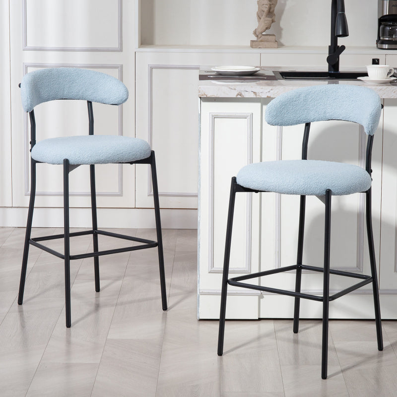 Cozy Teddy Fabric Counter Stool, Kitchen Island, Black Base