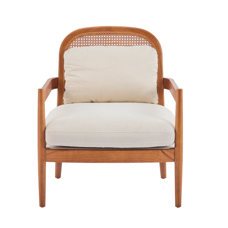 Mid-Century Armchairs Set of 2 for Living Room, Rattan Back