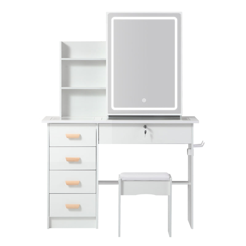 Modern Bedroom Vanity with Smart LED Mirror & Drawers