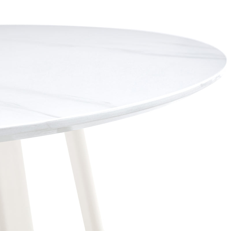 Modern Round Dining Table, Dining Room, 42-Inch White Top