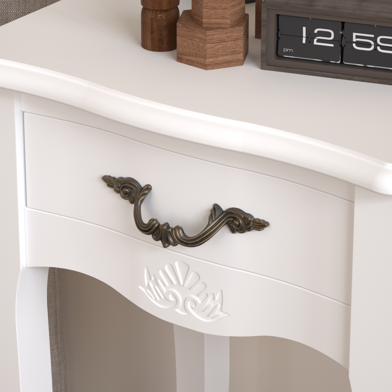 Classic White Living Room Side Table with Drawer