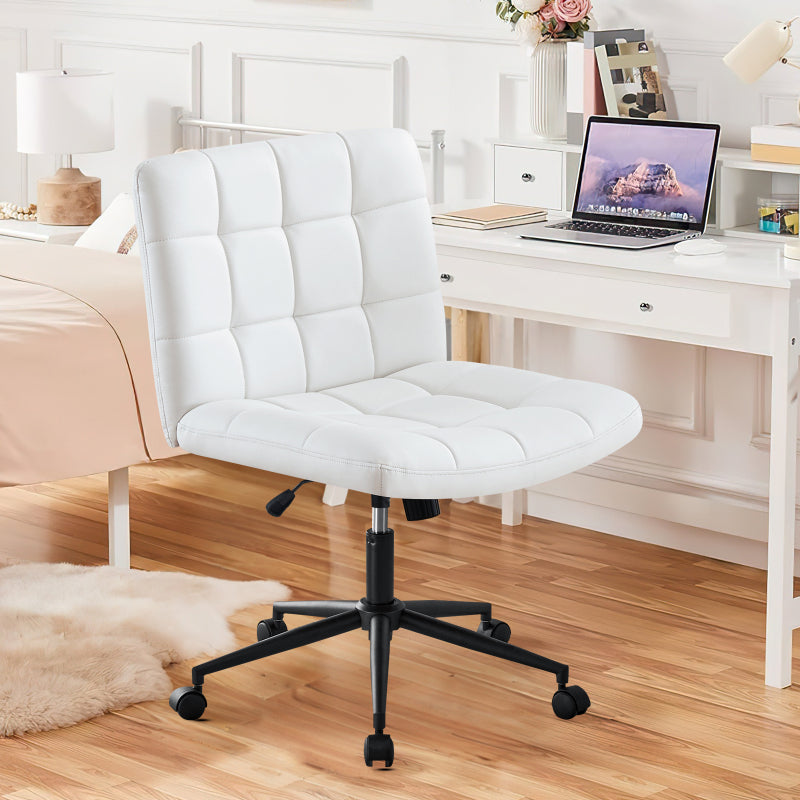 Cozy Linen Armless Home Office Chair with Lumbar Support
