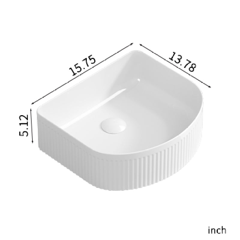 Modern Rectangle Vessel Sink for Powder Rooms Glossy Ceramic