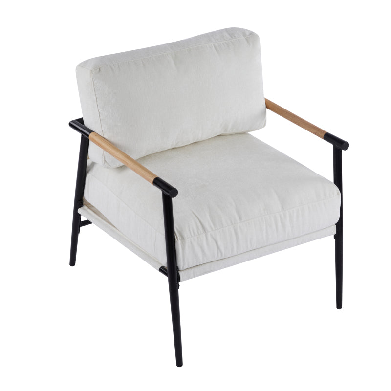 Modern Accent Chair for Living Room, Plush Seat & Wood Arms