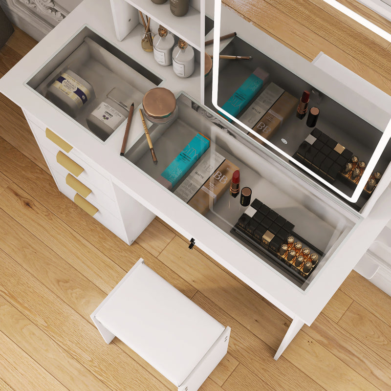 Modern Bedroom Vanity with Smart LED Mirror & Drawers