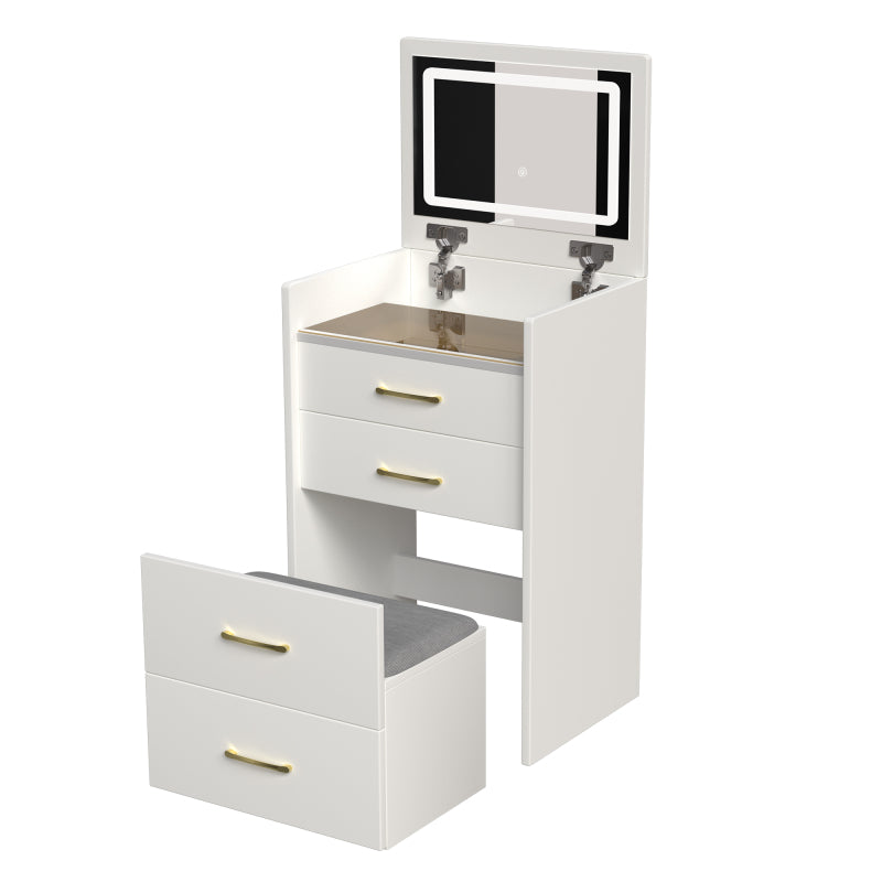 Compact Makeup Vanity for Bedroom with Lift-Top Mirror