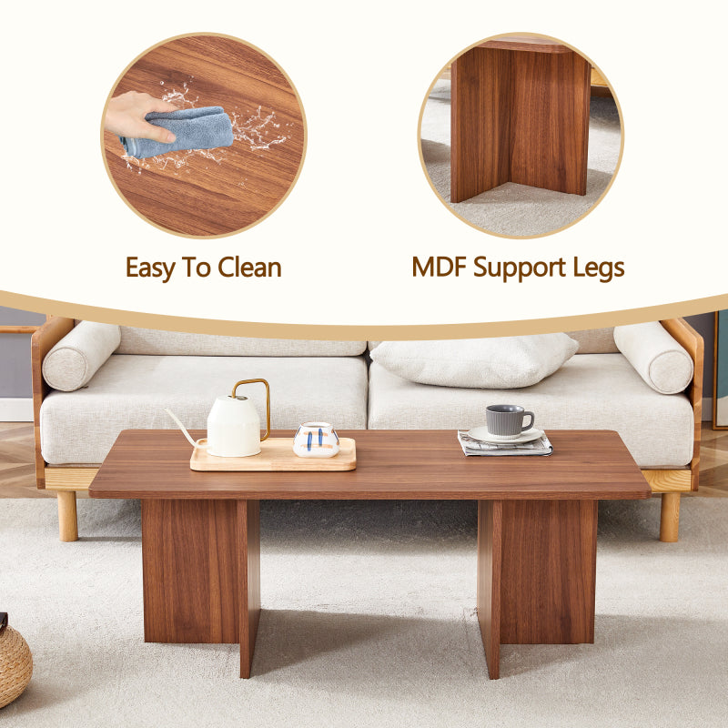 Modern Walnut Coffee Table, Living Room, Triangular Base