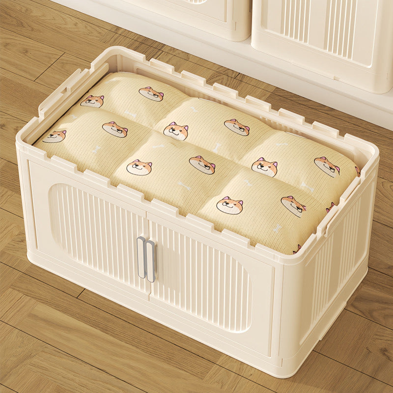 Cream White Collapsible Storage Cabinet for Bathroom