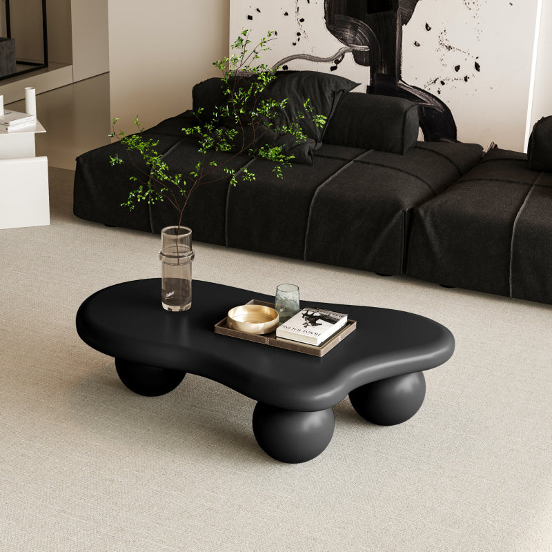 Modern Black Cloud Coffee Table for Living Room, 3 Ball Legs