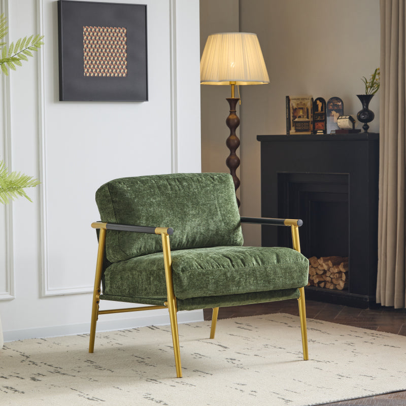 Modern Accent Chair for Living Room, Plush Seat & Wood Arms