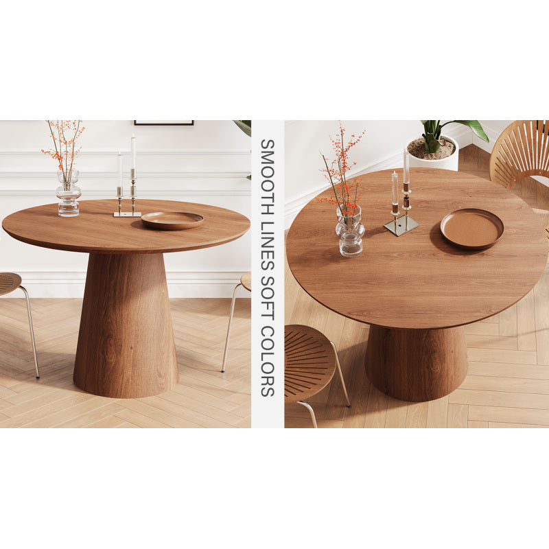 Modern Minimalist 43-inch Round Dining Table, Natural Wood