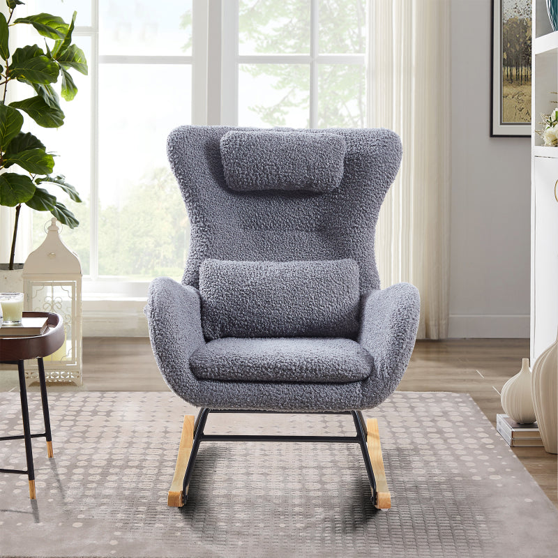 Modern Nursery Rocking Chair with High Back Support