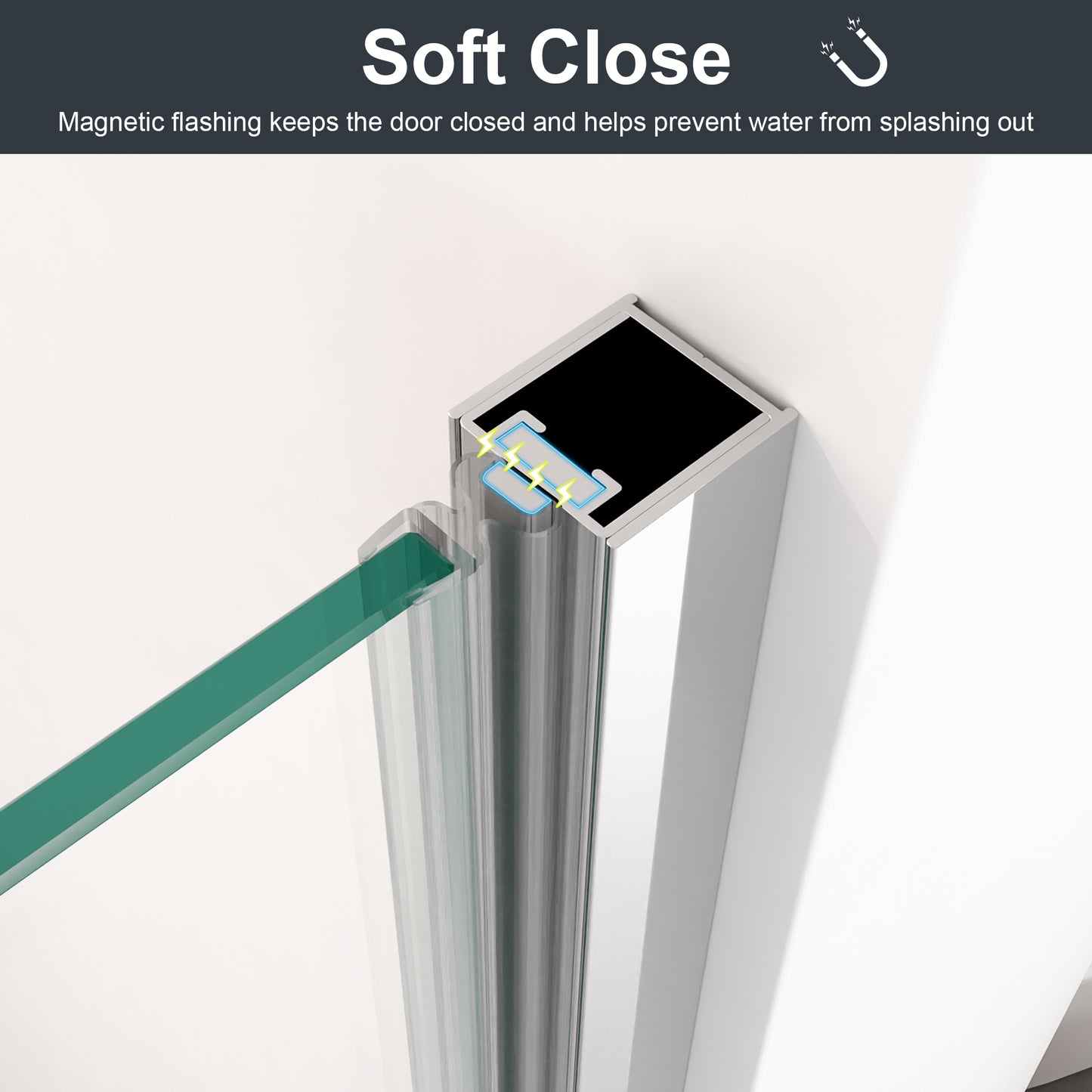 Semi-Frameless Chrome Pivot Shower Door for Bath 1/4" Glass