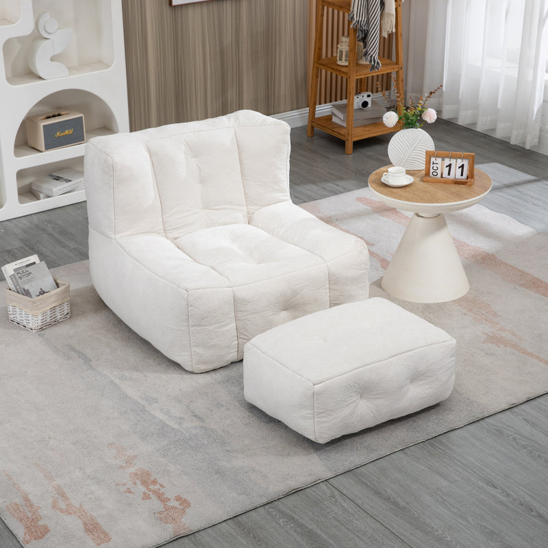 Modern Plush Bean Bag Chair for Living Room with Ottoman
