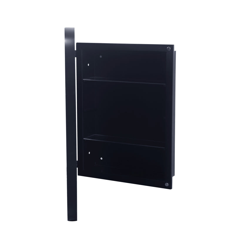 Black Metal Bathroom Medicine Cabinet, Adjustable Shelves