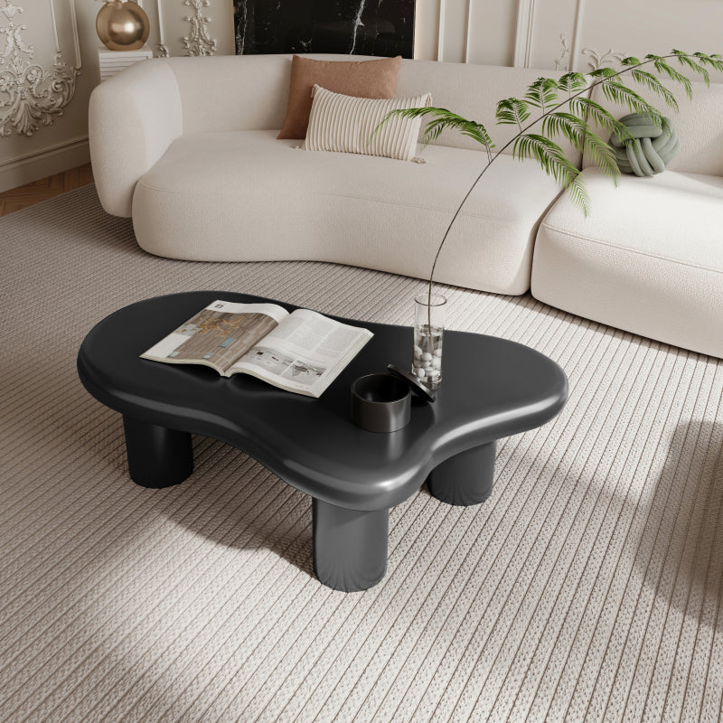 Modern Black Cloud Coffee Table for Living Room, 3 Ball Legs