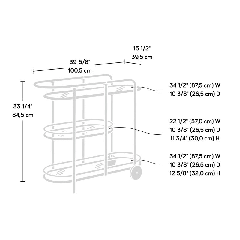Modern Bar Cart for Entertaining, Black Finish