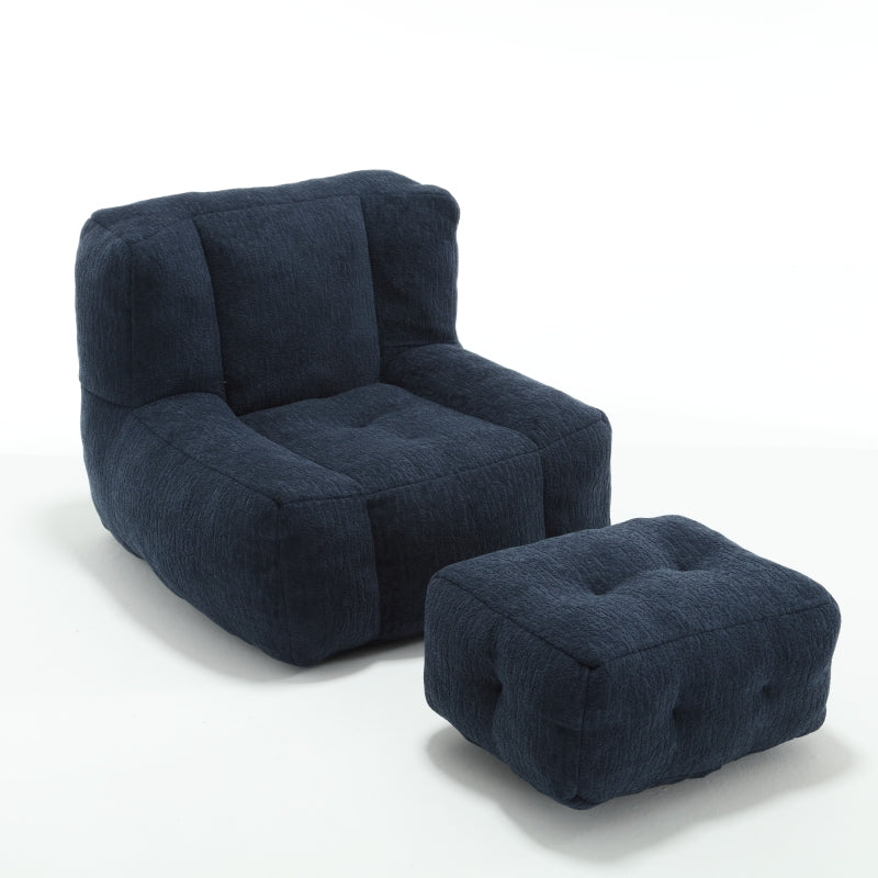 Modern Plush Bean Bag Chair for Living Room with Ottoman