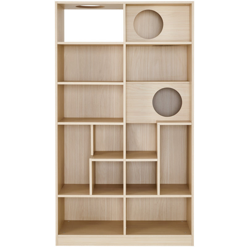 Modern Cat House Bookcase for Living Room Hidden Litter Box
