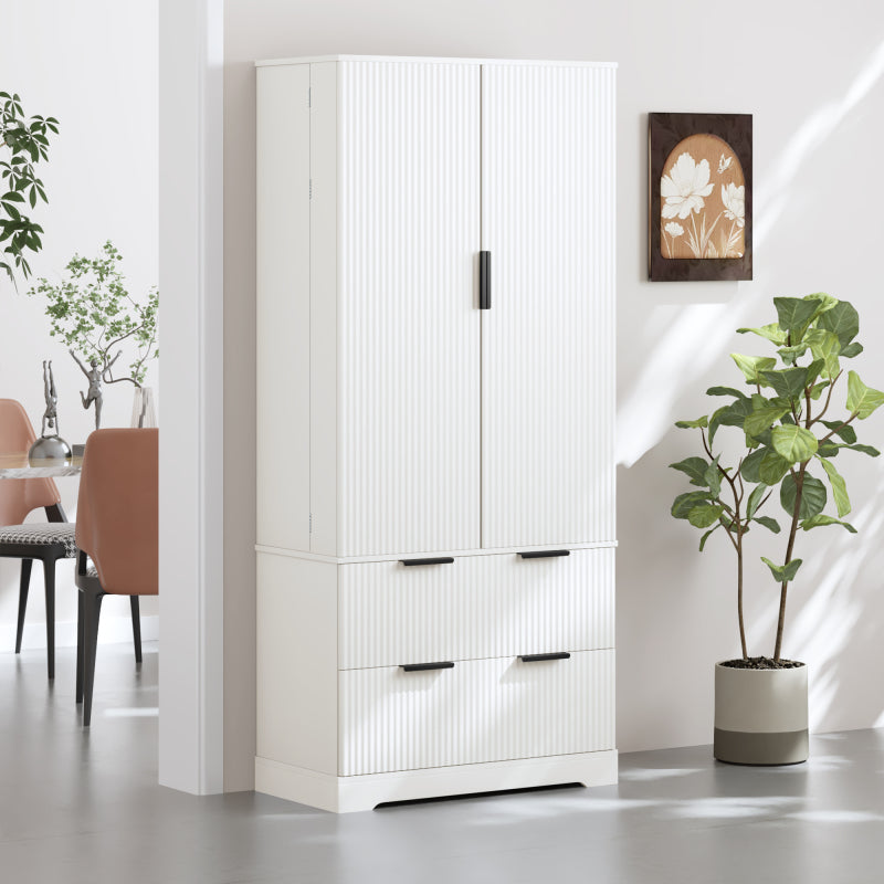 Modern Fluted Kitchen Pantry Cabinet, Drawers & Spice Racks