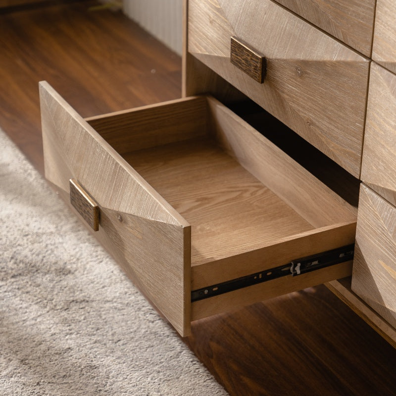 Modern Light Wood Dresser & TV Stand for Bedroom, 6 Drawers