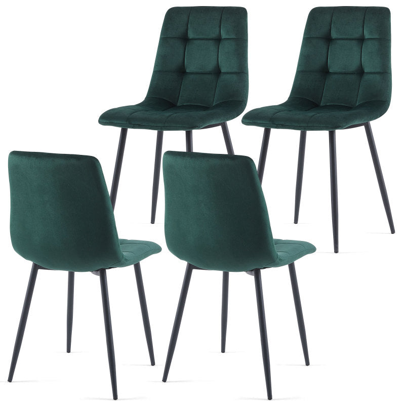 Mid-Century Green Velvet Dining Chairs for Kitchen, Set of 4