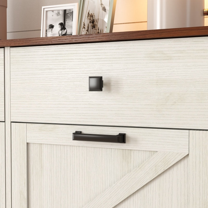 Farmhouse Barn-Door Double Tilt-Out Kitchen Trash Cabinet